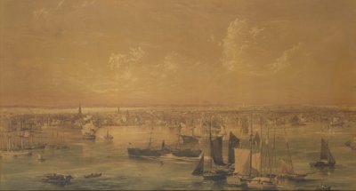 New York vanaf de East River, 1852 door John William Hill