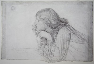 Studie van een vrouwelijke figuur met Rozenkrans door John William Waterhouse