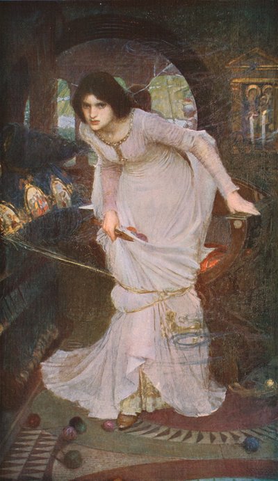 De dame van Shalott kijkt naar Lancelot, 1894, c1930 door John William Waterhouse