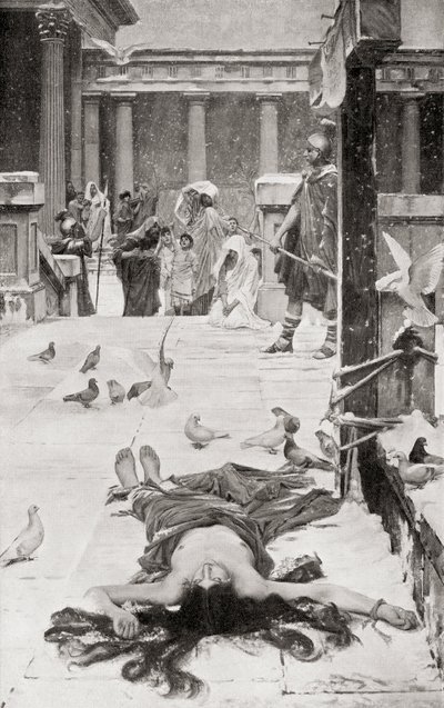 Het martelaarschap van Sint Eulalia, naar het schilderij van John William Waterhouse, uit Hutchinson