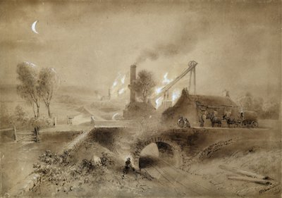 Mijnschacht en spoorweg door John Wilson (after) Carmichael
