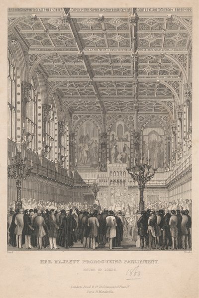 Hare Majesteit schorst het parlement - House of Lords door John Woods