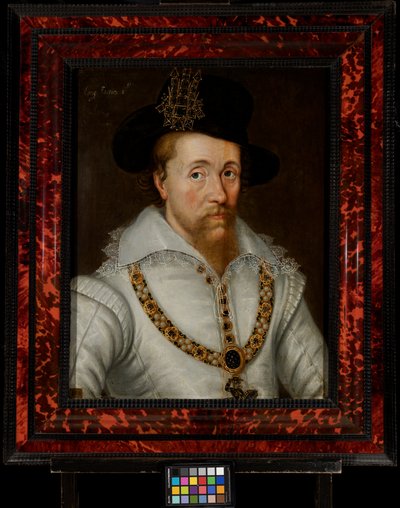 James I & VI (1556-1625) door John de the Elder (studio of) Critz