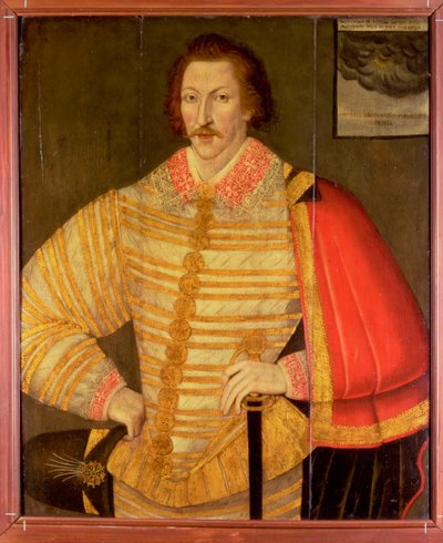 Portret van een heer, vermoedelijk de Engelse navigator Thomas Cavendish door John the Younger Bettes