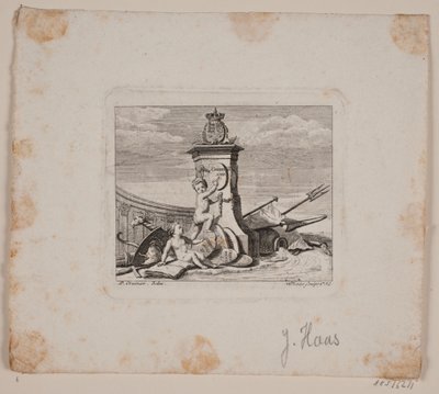 Vignet met twee genieën door Jonas Haas
