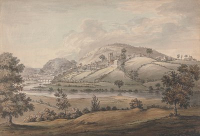 Heuvelachtig Landschap met Dorp en Rivier door Jonathan Fisher