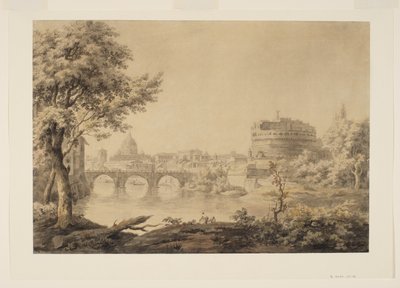 Gezicht op Rome met Sint-Pieters en Castel Sant