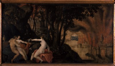 Lot en zijn dochters onder rozen- en laurierbomen door Joos or Jodocus van Winghe