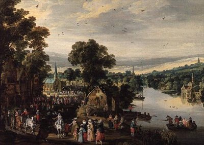 Dorpsfeest door Joos or Josse de The Younger Momper