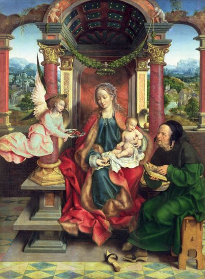 De Heilige Familie, middenpaneel van een drieluik door Joos van Cleve