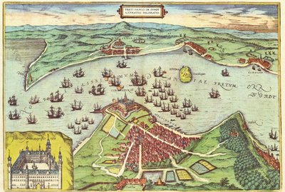 Elsinore, Denemarken, uit Civitates Orbis Terrarum door Georg Braun (1541-1622) en Frans Hogenburg (1535-90), ca. 1572 door Joris Hoefnagel