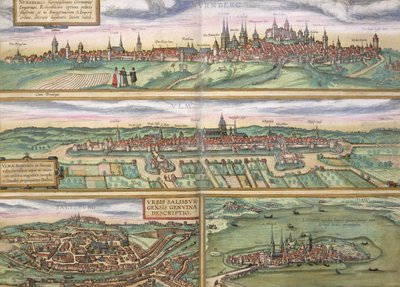 Kaart van Neurenberg, Ulm en Salzburg, uit 