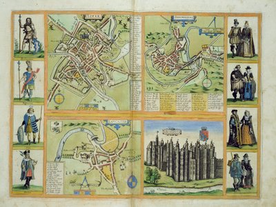 Kaarten van York, Shrewsbury, Lancaster en Richmond, uit 