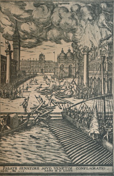 De brand van het Dogepaleis, 1578, 1925 door Joris Hoefnagel