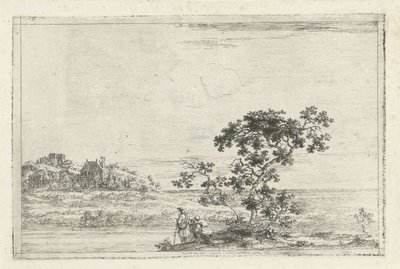 Landschap met figuren bij een boom door Joris van der Haagen