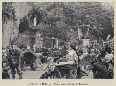Grot van Massabielle, Lourdes, Frankrijk door Jose Garnelo y Alda