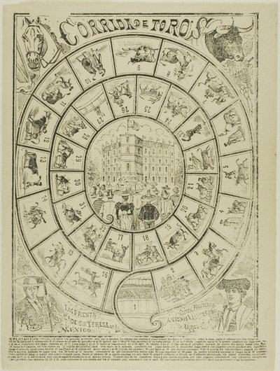 Dobbelspel bij het stierengevecht door José Guadalupe Posada