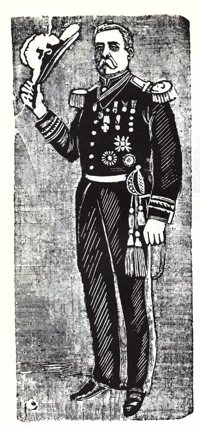Portret van Porfirio Diaz (1828-1915), president van de Republiek Mexico (xylografie door Jose Guadalupe Posada) door José Guadalupe Posada
