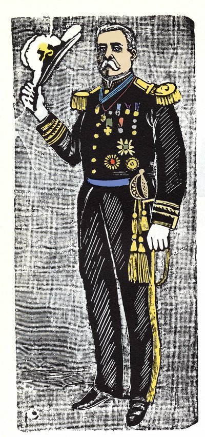 De Mexicaanse Revolutie (1910-1920): Porfirio Diaz (1828-1915), president van de Republiek Mexico. Houtsnede door Jose Guadalupe Posada (1852-1913) door José Guadalupe Posada