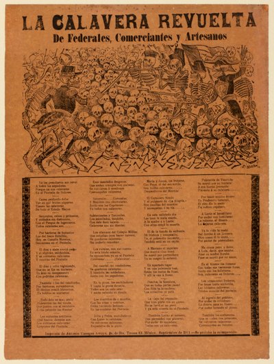 Der rebellische Calavera der Bundesarmee, Kaufleute und Handwerker door José Guadalupe Posada
