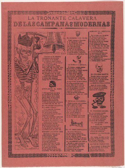 Das donnernde Skelett der modernen Glocken door José Guadalupe Posada