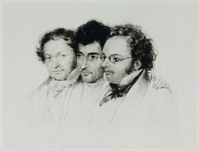 Johann Baptist Jenger, Anselm Huettenbrenner en Franz Schubert ... door Josef Eduard Teltscher