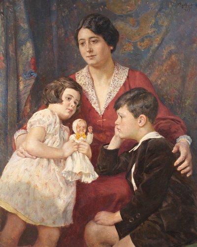 Mevrouw Hirsch met haar kinderen door Josef Engelhart