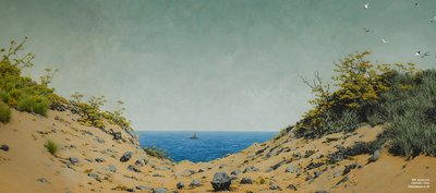 JJM recreëert Friedrich-C-D: Uitzicht door een oeverdal (Panorama) door Josef Johann Michel