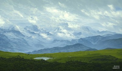 Drijvende Wolken (Alpen Panorama) door Josef Johann Michel