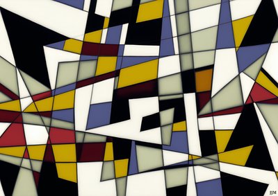 abstract: op witte driehoeken 3 door Josef Johann Michel