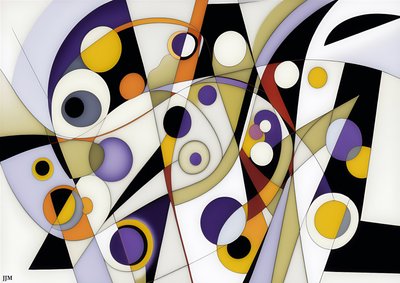abstract: op wit-cirkels+schommels 8 door Josef Johann Michel