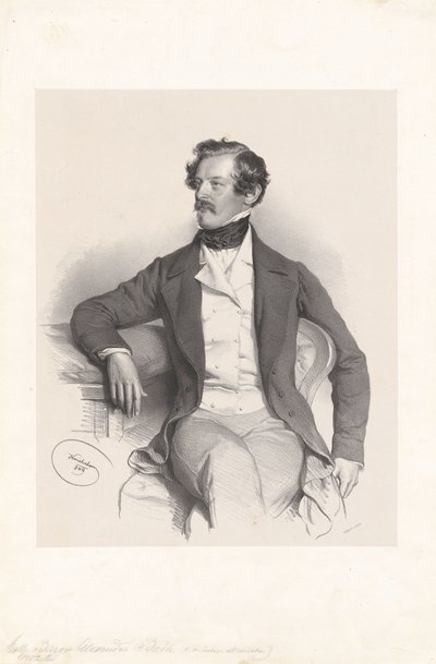Alexander baron von Bach (1813-1893), jurist, politicus door Josef Kriehuber