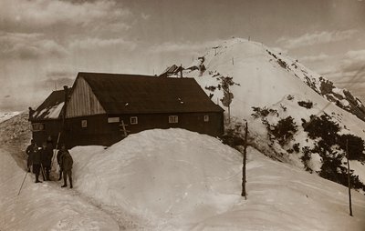 Album "Meine weltkriegs - Erinnerungen South-West Front (Karinthië, Italië, Zuid-Tirol) 31/03/1915-12/11/1918 - Josef Zohles Wenen": militaire barak door Josef Zohles
