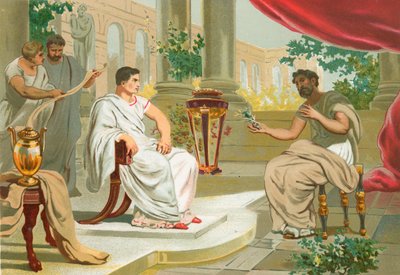Gesprek tussen Plinius de Oudere en keizer Vespasianus door Josep or Jose Planella Coromina