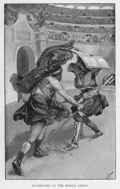 Gladiatoren in de Romeinse arena door Joseph (after) Finnemore