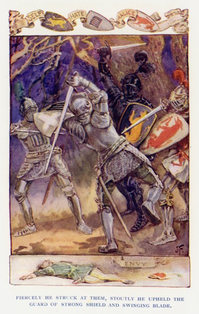 Illustratie voor Sir Knight of the Splendid Way door Joseph (after) Finnemore