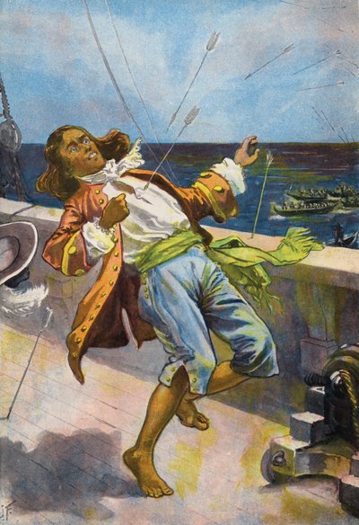 Robinson Crusoe: De dood van Vrijdag door Joseph (after) Finnemore