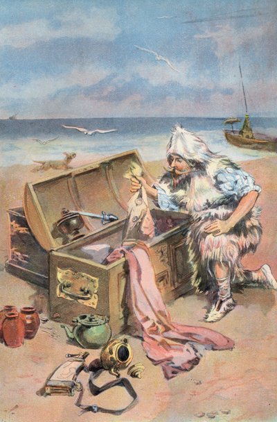 Robinson Crusoe: Ik onderzoek de kisten door Joseph (after) Finnemore