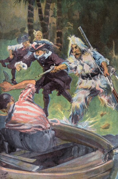 Robinson Crusoe: We roepen hem op om zich over te geven door Joseph (after) Finnemore