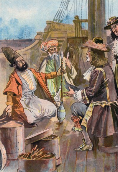 Robinson Crusoe: We verkopen onze specerijen aan Perzische kooplieden door Joseph (after) Finnemore