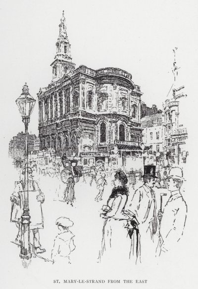 St Mary-le-Strand vanuit het Oosten door Joseph (after) Pennell