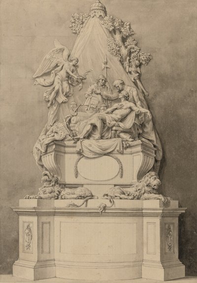 Monument van generaal-majoor Wolfe, North Area, Westminster Abbey (inkt en gewassen op papier) door Joseph (attr. to) Wilton