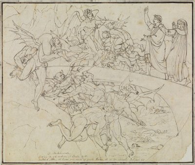 Bij het pekmeer van de bedriegers, de raadsheer van Lucca (Dante