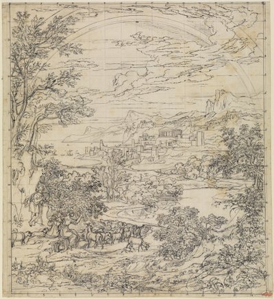 Heroïsch landschap met regenboog door Joseph Anton Koch