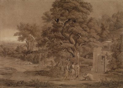 Landschap met Abraham en de drie engelen in de Mambrevallei door Joseph Anton Koch