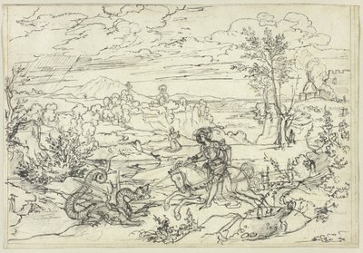 Landschap met Sint-Joris en de Draak en de Monte Soratte door Joseph Anton Koch