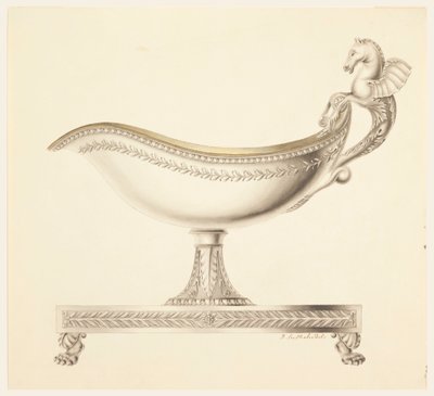 Tekening, Elevatie van een sausboot, 1790-1825 door Joseph Anton Seethaler Ii