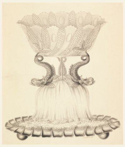 Ontwerp voor een zilveren en kristallen compote door Joseph Anton Seethaler Ii