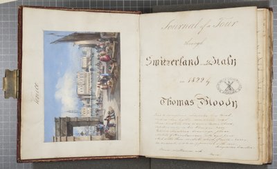 Venetië, geplakt in de titelpagina van Thomas Moodys Journal of a tour through Switzerland and Italy, 1822 door Joseph Axe Sleap