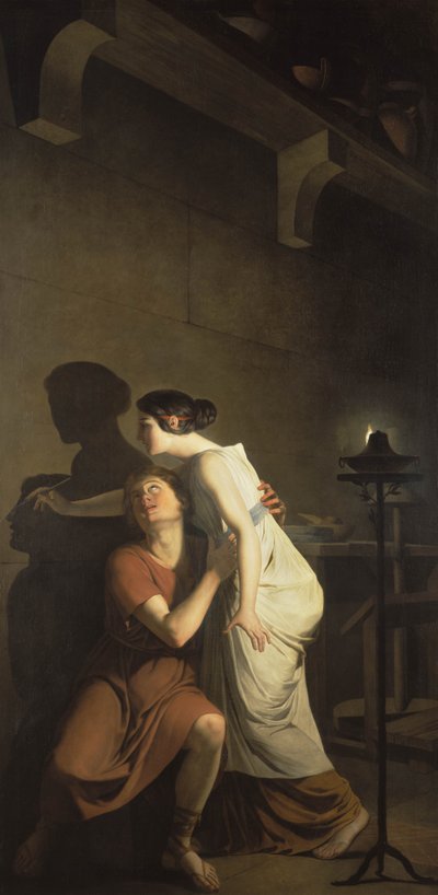 Dibutades, of de Oorsprong van het Tekenen, 1791 door Joseph Benoît Suvée